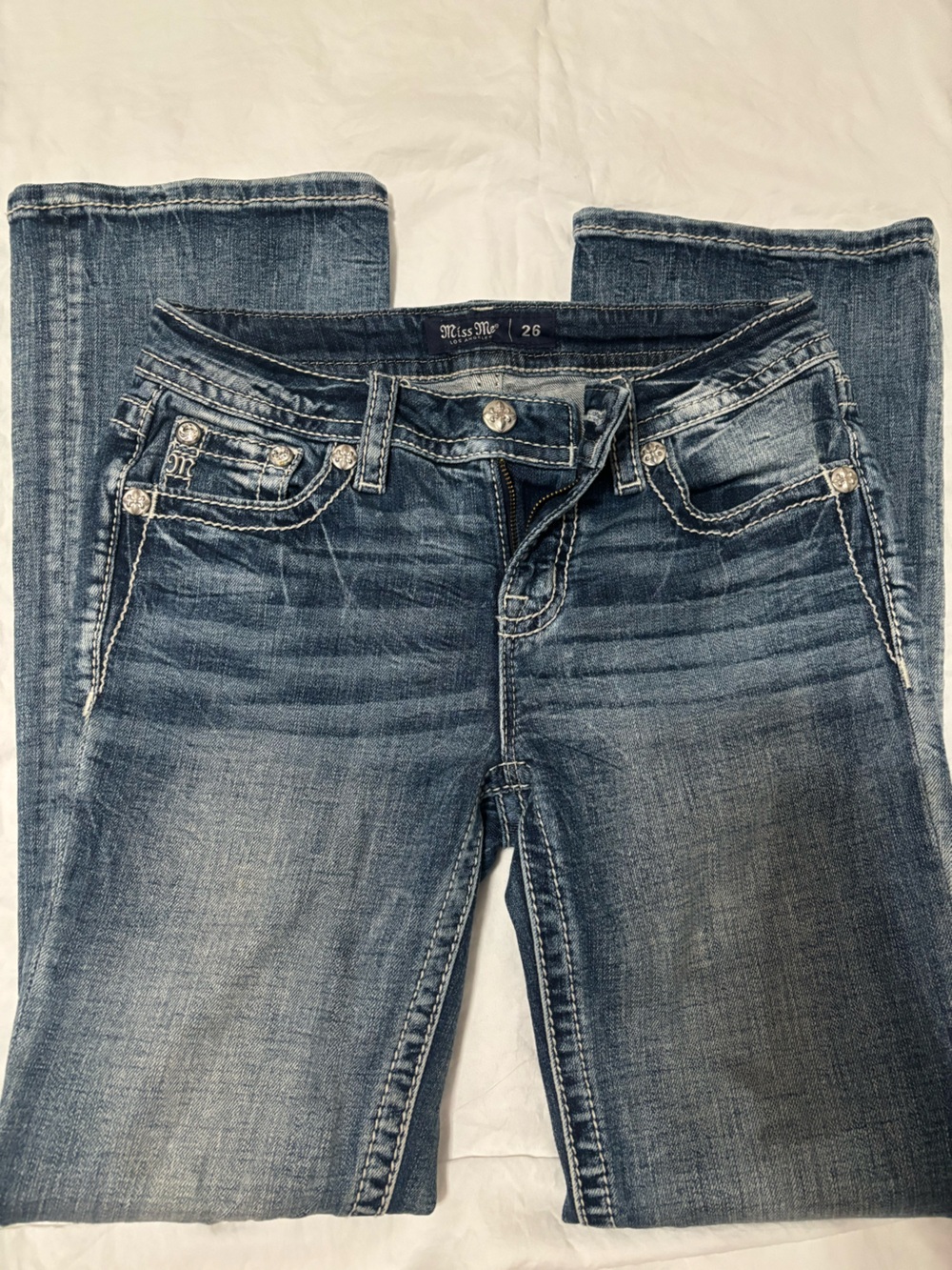 Miss Me Dark Blue Washed Skinny Jeans